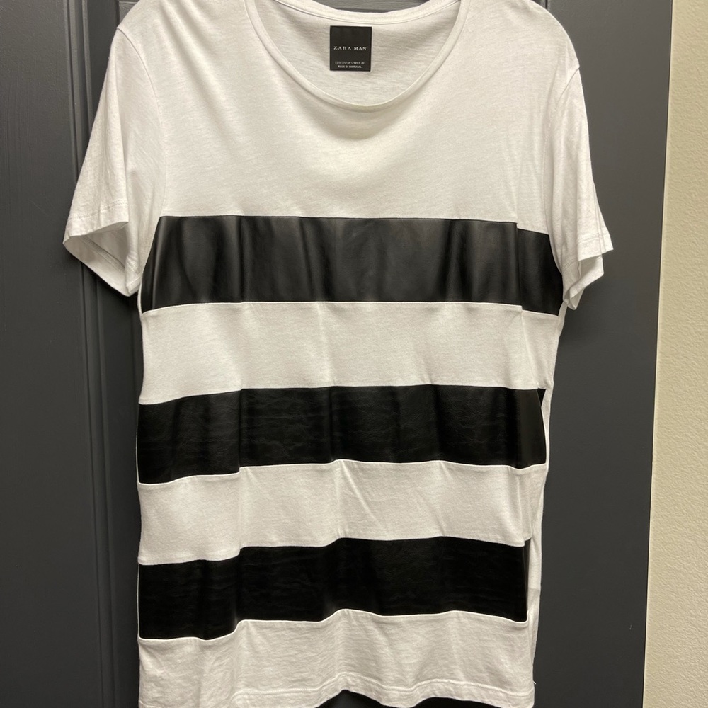 Zara “leather” striped t-shirt